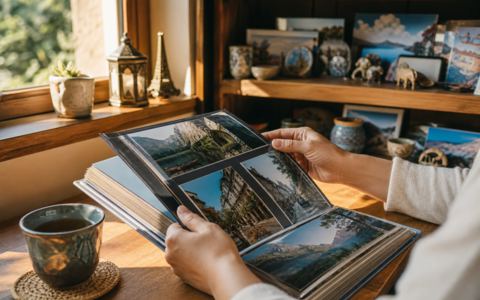 Travel photos appreciating in value — a path of glowing pins growing brighter